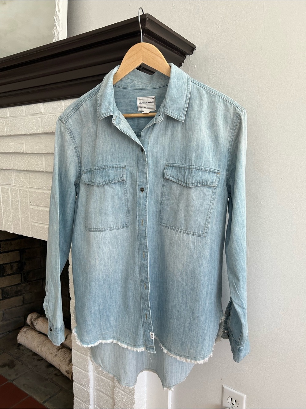 Melrose and Market Light Blue Denim Button-Down Shirt Size M